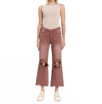 Lovervet High Rise 90's Vintage Crop Flare Jeans In Aztec In Brown