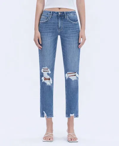 Lovervet High Rise Boyfriend Distressed Jeans In Blue