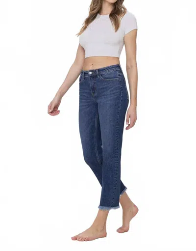 Lovervet High Rise Crop Regular Straight Jeans In Blue In Multi