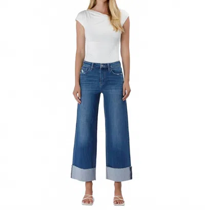 Lovervet High Rise Cuffed Ankle Wide Leg Jeans In Upstate In Blue