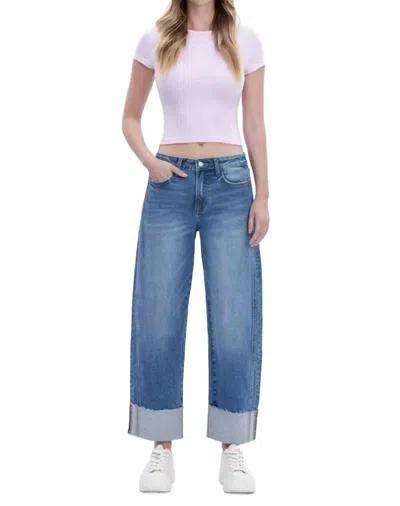 Lovervet High Rise Cuffed Barrel Leg Jeans In Denim In Multi