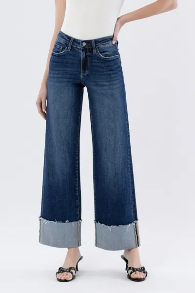 Lovervet High Rise Cuffed Wide Leg Jeans In Cosmos In Blue