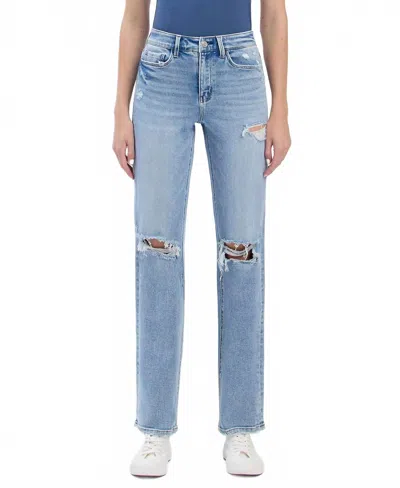 Lovervet High Rise Distressed Straight Jeans In Blue