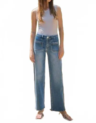 Lovervet High Rise Front Pocket Wide Leg Jeans In Denim In Blue