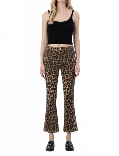 Lovervet High Rise Kick Flare Jeans In Leopard In Brown