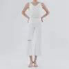 LOVERVET HIGH RISE RAW UNEVEN HEM CROPPED IN WHITE