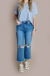 Lovervet High Rise Slim Wide Jeans In Medium Wash In Brown