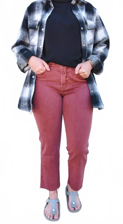 Lovervet Meet Me At The Winery Denim Straight Leg Jeans In Red