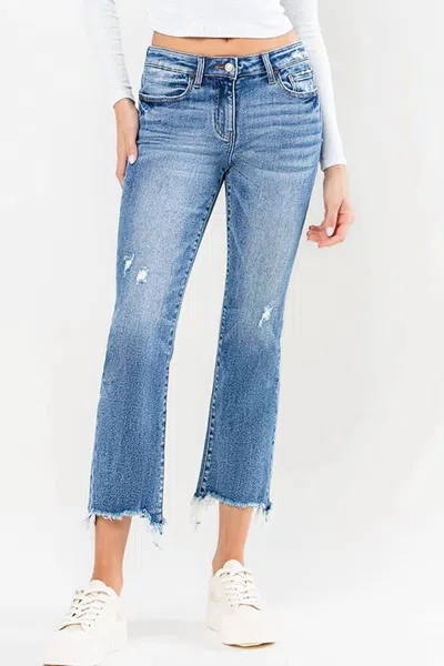 Lovervet Mid Rise Ankle Bootcut Jeans In Blue