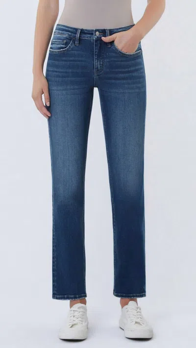Lovervet Mid Rise Ankle Slim Straight Jeans In Dark Blue