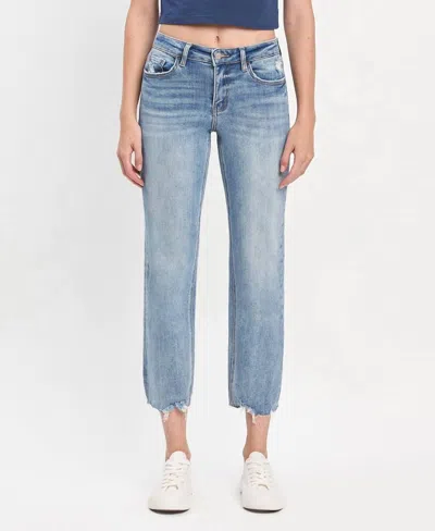 Lovervet Mid Rise Crop Regular Straight Jeans In Light Wash In Blue