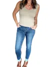 Lovervet Mid Rise Cuffed Skinny Jeans In Blue In Blue