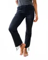 Lovervet Mid Rise Distressed Hem Crop Jean In Black