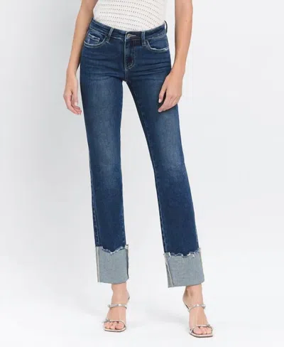 Lovervet Overheard Mid Rise Cuffed Slim Straight Jeans In Blue