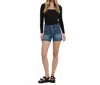 Lovervet Patched Button Fly Shorts In Manifest In Blue
