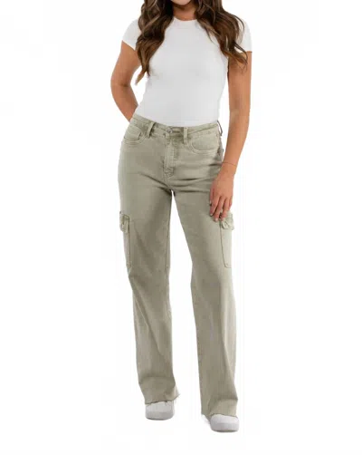 Lovervet Payton High-rise Tummy Control Cargo Denim In Moss Green