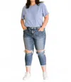 Lovervet Plus Size High Rise Rolled Cuff Boyfriend Jeans In Med Blue