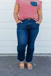 Lovervet Seabrook Beach High Rise Jeans In Dark Wash In Blue