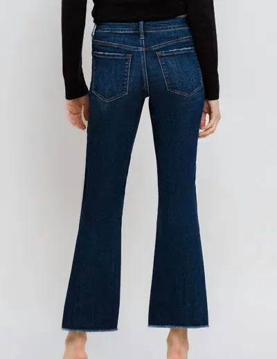 Lovervet Stacy Mid Rise Kick Flare Jean In Dark Wash In Blue