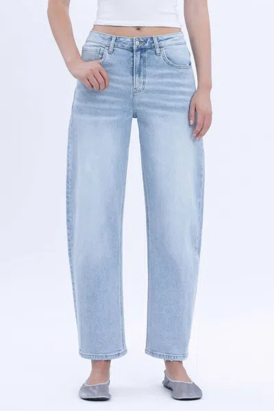 Lovervet Super High Rise Barrel Leg Jeans In Blue