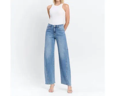 Lovervet Super High Rise Wide Barrel Jeans In All Blues In Multi