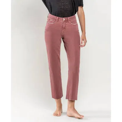 Lovervet Tummy Control High Rise Crop Straight Jeans In Wine