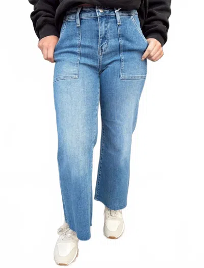 Lovervet Utility Cropped Wide Leg Jeans In Blue
