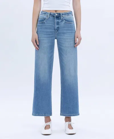 Lovervet Willa Tummy Control High Rise Crop Wide Jeans In Blue