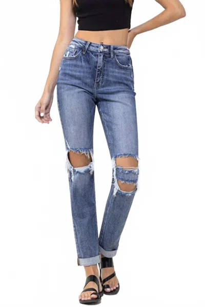 Lovervet Women's Fortuitious Boyfriend Distressed Crop Jean In Med Blue In Multi