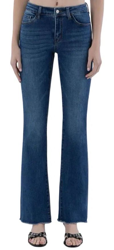 Lovervet Women's Mid Rise Raw Hem Bootcut Jeans In Momentous In Blue