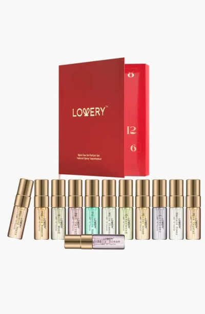 Lovery 12 Days Of Glow 12-piece Assorted Sampler Travel Perfume Gift Set In Red