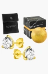 Lovery 14k Gold Earring And Bath Bomb Gift Set In 3 Prong Solitaire