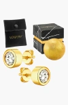 Lovery 14k Gold Earring And Bath Bomb Gift Set In Bezel Synthetic Diamond