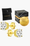 Lovery 14k Gold Earring And Bath Bomb Gift Set In Solitaire Cubic Zirconia Stone