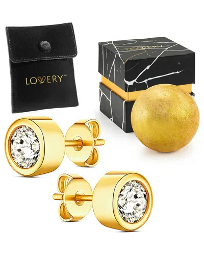Lovery 14k Plated Synthetic Diamond Earring Set With Pouch In Multi