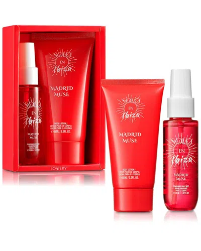 Lovery 2pc Solo En Ibiza Madrid Muse Body Mist & Lotion Gift Set In Red
