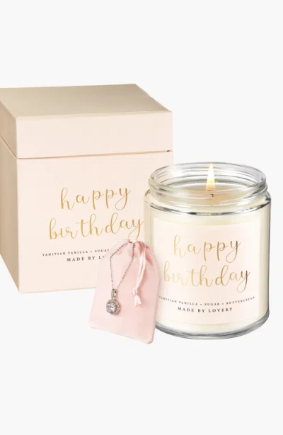 Lovery 4-piece Birthday Gift Set With Candle, Necklace, Pendant & Jewelry Pouch In Pink