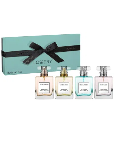 Lovery 4pc Floral Eau De Parfum Gift Set In Lagoon, Rose, Amber & Vanilla Scents In Multicolor