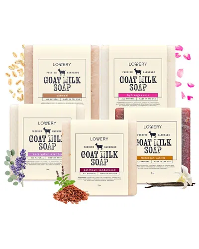 Lovery 5 Pack Handmade Goat Milk Soap Bars With Organic S In White