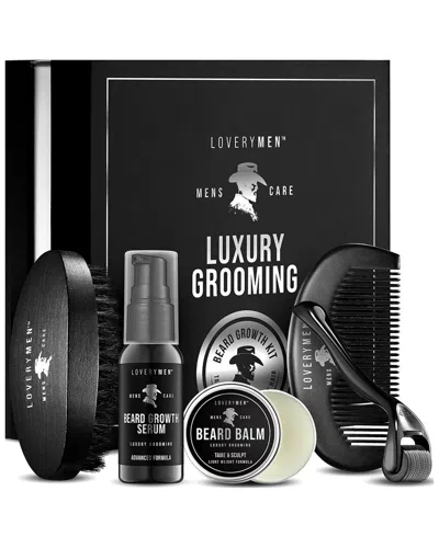 Lovery 5pc Beard Growth Kit Ultimate Beard Care Set In Black
