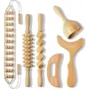 Lovery 6-piece Wooden Massage Tool Kit In Brown