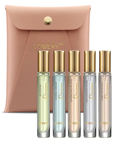 Lovery Eau De Parfum 6-piece Perfumes Set With Leather Pouch In Light Pink