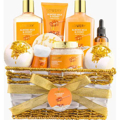 Lovery Almond Milk & Honey 10-piece Gift Basket In Orange