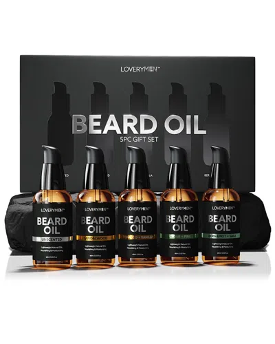 Lovery Beard Oil Premium Set For Men With Argan & Jojoba Oil In Black