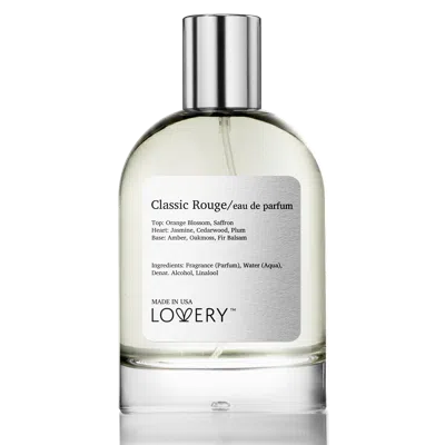 Lovery Classic Rouge Eau De Parfum, Made In Usa, 3.4 oz In Transparent