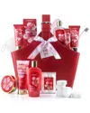 Lovery Body Care Gift Set, Japanese Cherry Blossom Home Spa Tote Bag Gift Set, 25 Piece In Red
