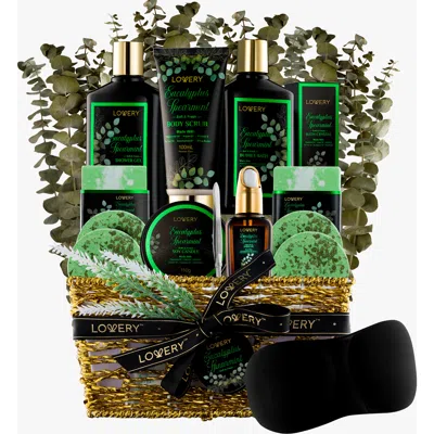 Lovery Eucalyptus Spearmint 17-piece Bath Set In Black/green