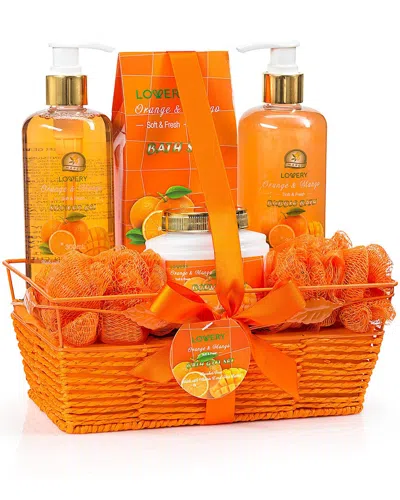 Lovery Home Orange & Mango Spa Gift Basket, 7pc Bath And Body Care
