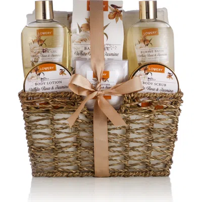 Lovery Home Spa Gift Basket In White Rose & Jasmine