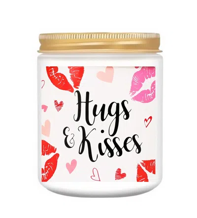 Lovery Hugs And Kisses Candle - 10oz Vanilla Scented Soy Wax Candle In White
